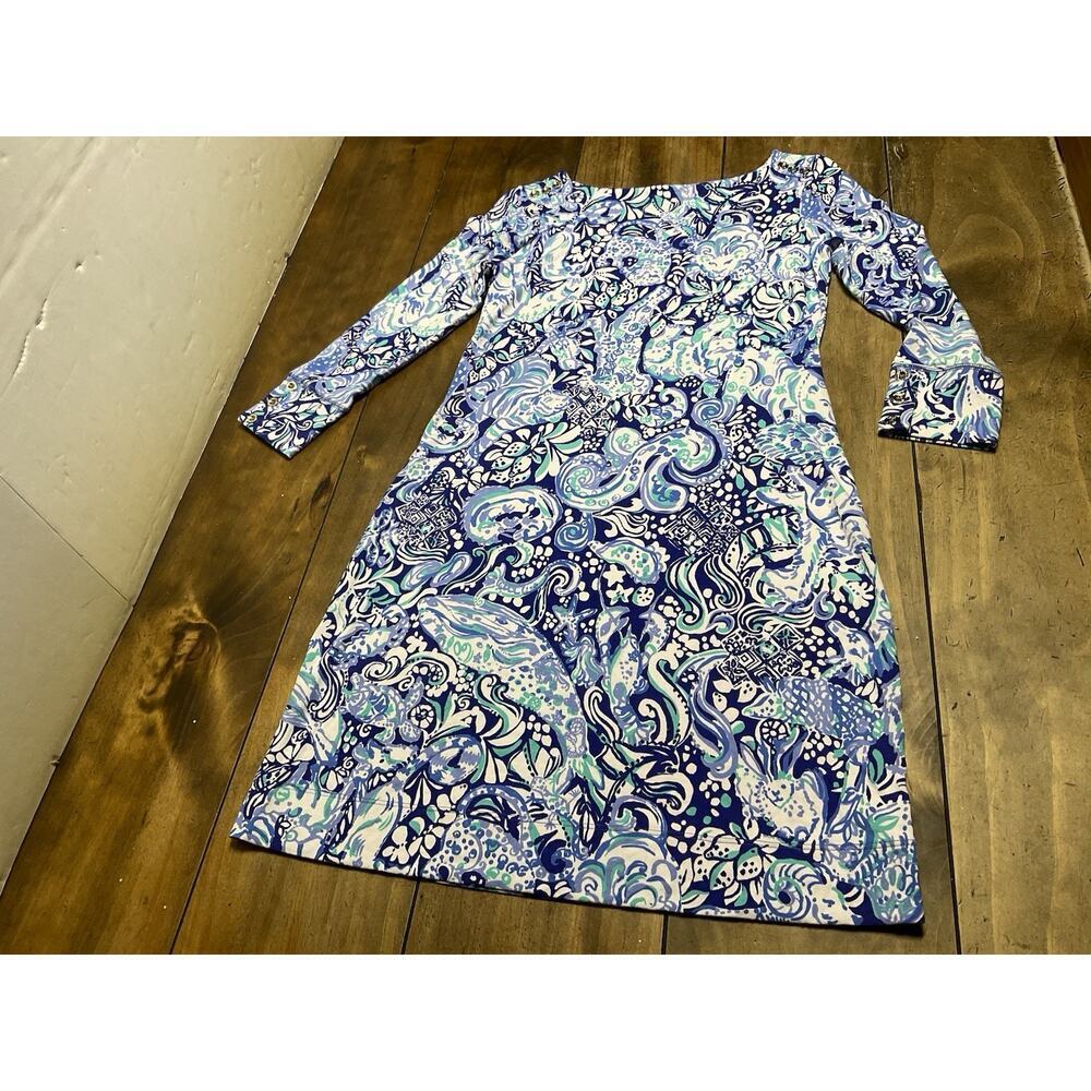 Lilly Pulitzer Sophie Blue 60 Animals Anniversary Print Dress UPF 50+ Size XXS